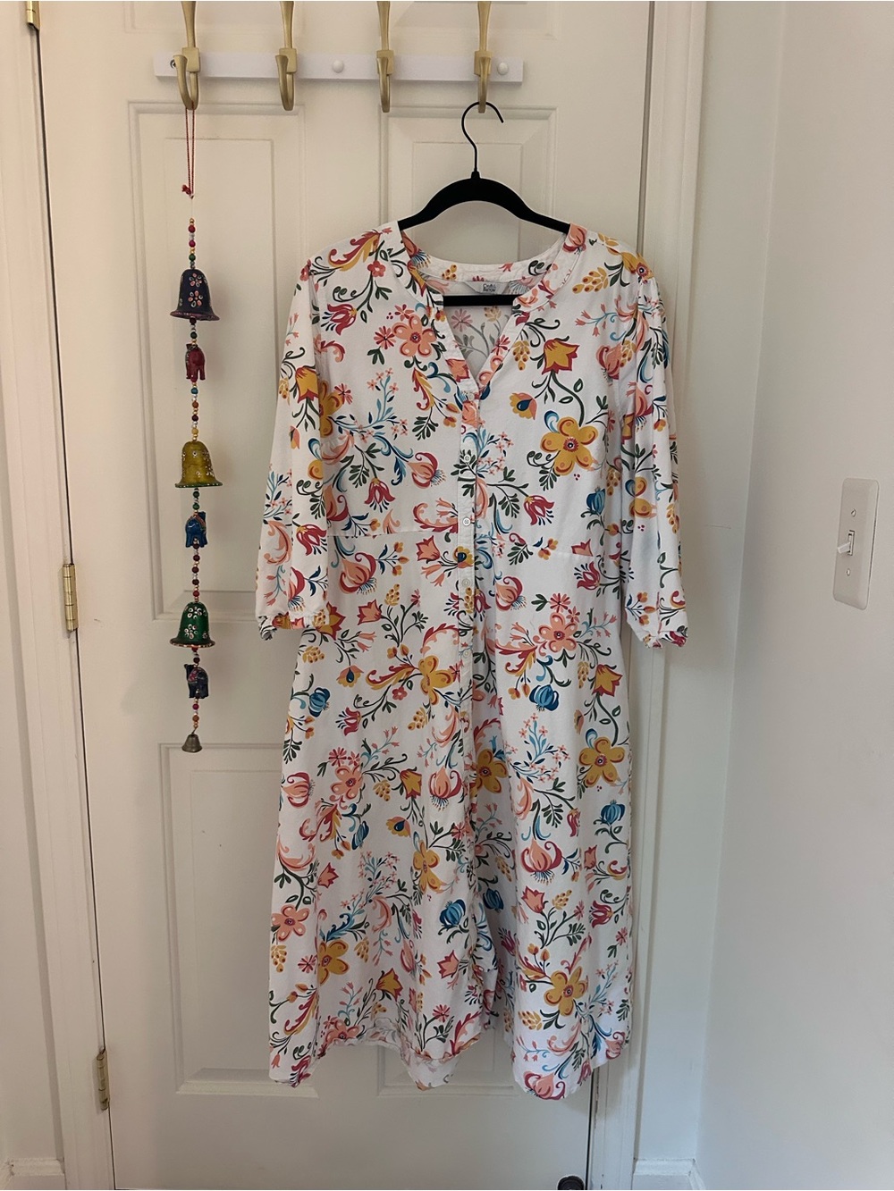 croft & barrow White Midi Dress with Multicolor Floral Print